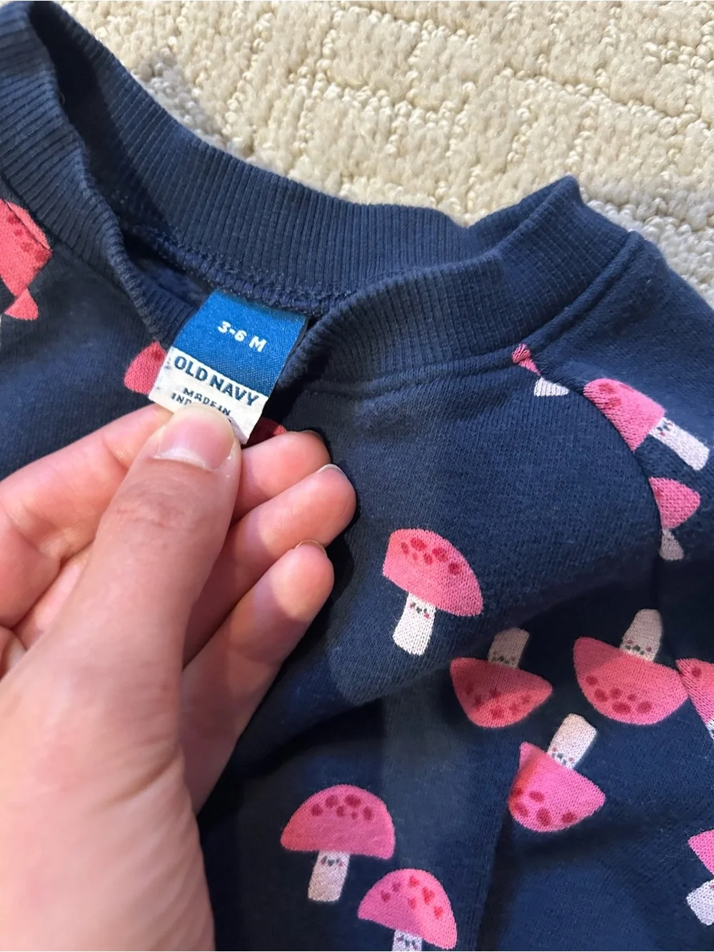 Old Navy baby girl sweatshirt bubble mushrooms fall cozy 3-6 months